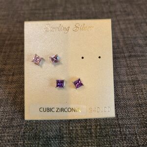 Kohl's Sterling Silver Purple and Pink Cubic Zirconia Earrings